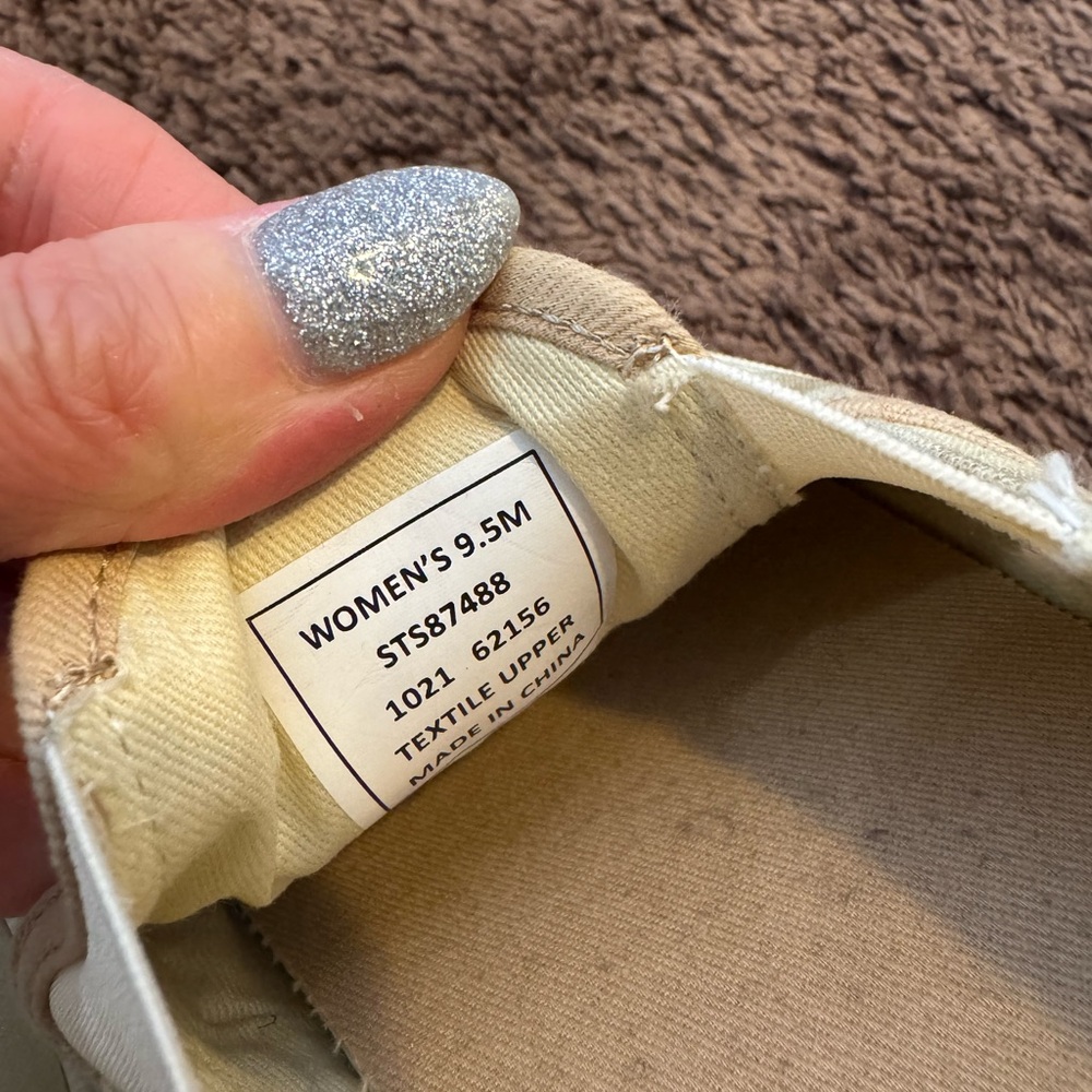 2 FOR $20 SPERRY CREST TWIN GORE Striped SLIP ON SNEAKERS Beige White 9.5 - Picture 7 of 8
